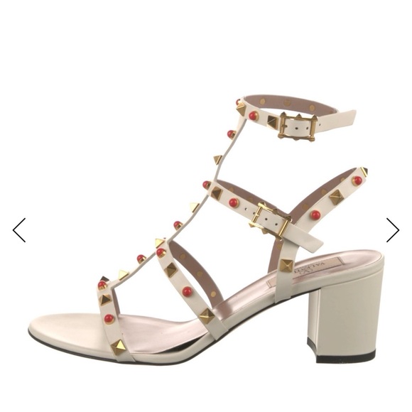 Valentino Garavani Shoes - Valentino Rockstud Caged Ankle-Strap Leather Sandals